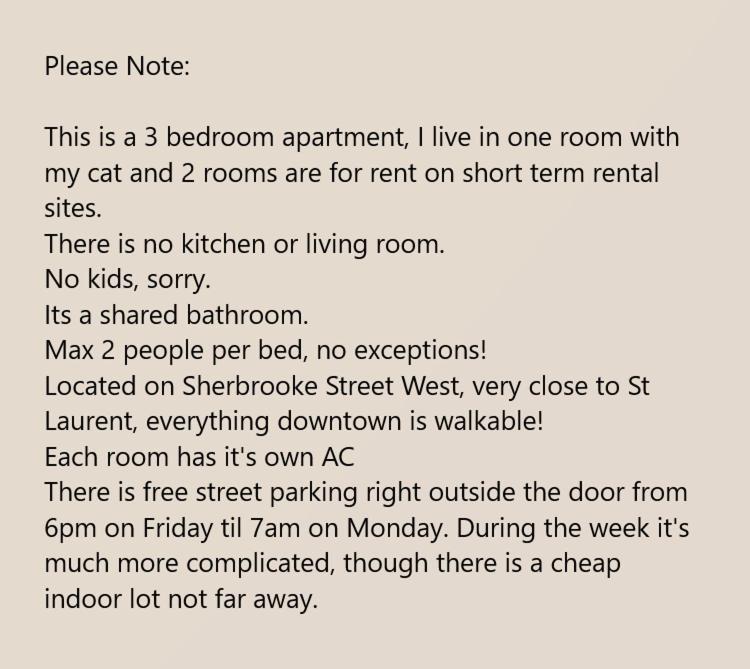 Homestay With King Bed In Shared 3 Bedroom Downtown Montreal